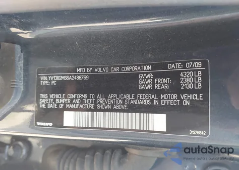 2010 Volvo S40 2.4I from USA, damaged, VIN YV1382MS6A2488769